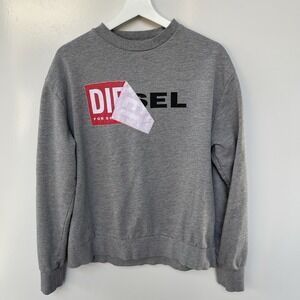 Diesel Men's Sweatshirt Size Small Pullover Gray Peel Logo Y2K S-Samy Felpa